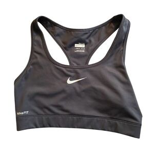 Nike Pro Fit Dry Sports Bra Black Size M Racerback Swoosh Logo Active Workout